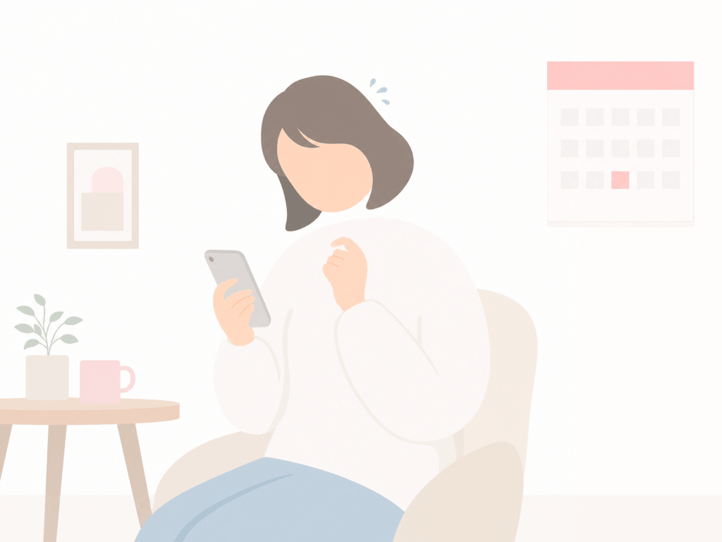 直前のタイミングで患者へ案内する手段がない状況を表したイラスト