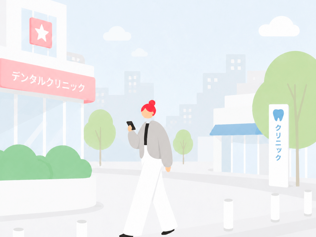 休診日で電話が繋がらず別の医院を探した患者の状況を表したイラスト