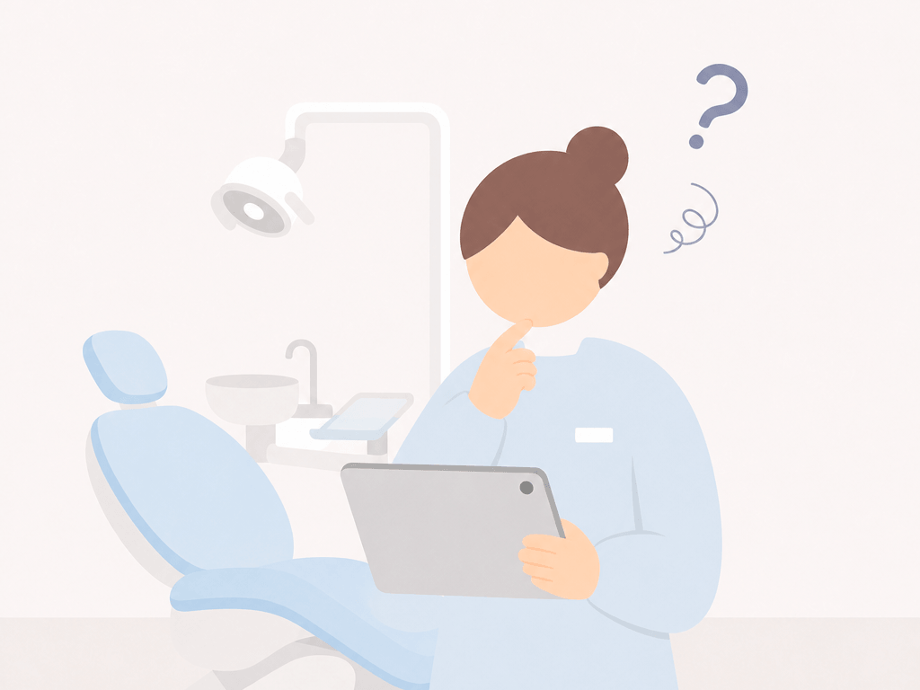 スタッフが新しいシステムを使いこなせるか不安に感じている状況を表したイラスト